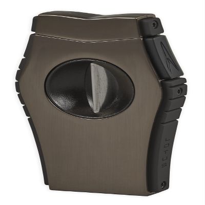 Lotus Viper Cigar Cutter with Single V-Cut Blade, All Metal Housing, Spring Loaded Locking Mechanism, Free Standing Design (Gunmetal & Rubberized Black)