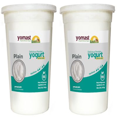 Yomast Organic Yogurt Plain 64oz (Pack of 2)  Whole Milk, Probiotic-Rich, Thick & Creamy