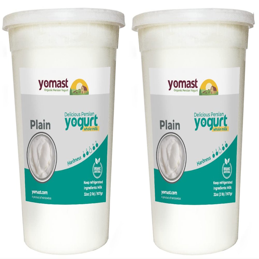 Yomast Organic Yogurt Plain 64oz (Pack of 2)  Whole Milk, Probiotic-Rich, Thick & Creamy