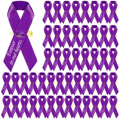 50 Pcs Funeral Ribbons Memorial Ribbon Funeral Pins Classic Memorial Service Respect Meditation Personalized Ribbon Bow with Safety Pins for Mourning Remembrance Day Funeral Event (Dark Purple)