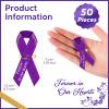 50 Pcs Funeral Ribbons Memorial Ribbon Funeral Pins Classic Memorial Service Respect Meditation Personalized Ribbon Bow with Safety Pins for Mourning Remembrance Day Funeral Event (Dark Purple) view 2