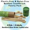 Gaia Guy Natural Bristle Bamboo Toothbrush Family Pack (NO Nylon - Boar Hair ONLY) - Totally Compostable & Biodegradable Boar Bristle and Bamboo Toothbrushes - Zero Waste - 4 Kids and 4 Adults view 2
