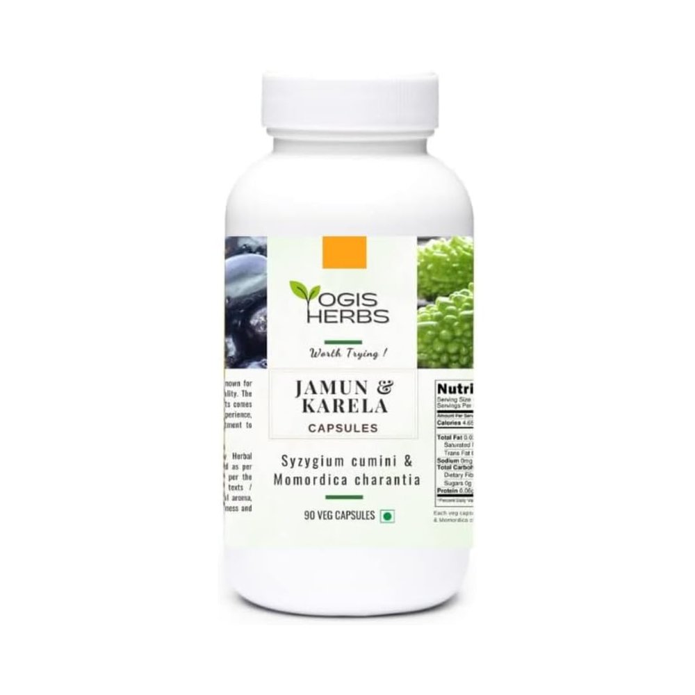 YOGIS HERBS Jamun & karela Capsules (Syzygium cumini & Momordica charantia) for Healthy Metabolism Support 90 Veg Capsules