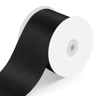 3" Wide x 25 Yards Single Face Polyester Satin Ribbon, Satin Ribbon for Crafts, Gift, Hair Bows, Wedding Party Decoration, Bow Making & Other Projects (Black)