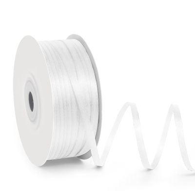 1/8" Wide x 100 Yards Single Face Polyester Satin Ribbon, Satin Ribbon for Crafts, Gift, Hair Bows, Wedding Party Decoration, Bow Making & Other Projects (White)