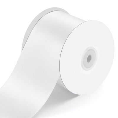 3" Wide x 25 Yards Single Face Polyester Satin Ribbon, Satin Ribbon for Crafts, Gift, Hair Bows, Wedding Party Decoration, Bow Making & Other Projects (White)