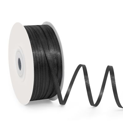 1/8" Wide x 100 Yards Single Face Polyester Satin Ribbon, Satin Ribbon for Crafts, Gift, Hair Bows, Wedding Party Decoration, Bow Making & Other Projects (Black)