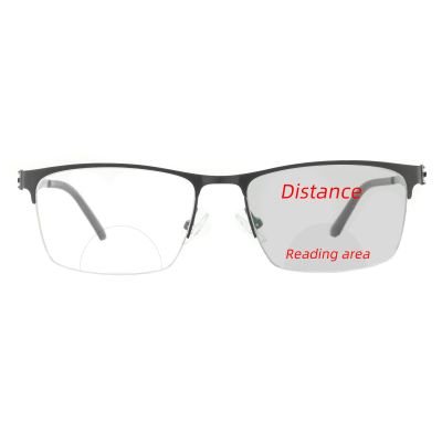 laureles Photochromic Bifocal Reading Glasses Men Business 2023 Fashion Metal Half Frame Reader (BLACK, 2.5, multiplier_x)