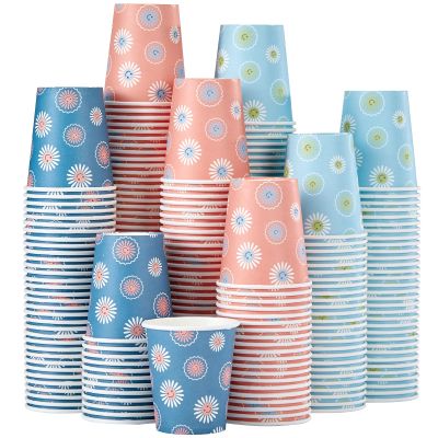 SIUQ [600 Pack 5 oz Paper Cups, Disposable Bathroom Cups, Small Mouthwash Cups, Hot/Cold Beverage Drinking Mini Cup for Party, Picnic, BBQ, Travel (Daisy)