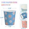 SIUQ [600 Pack 5 oz Paper Cups, Disposable Bathroom Cups, Small Mouthwash Cups, Hot/Cold Beverage Drinking Mini Cup for Party, Picnic, BBQ, Travel (Daisy) view 3