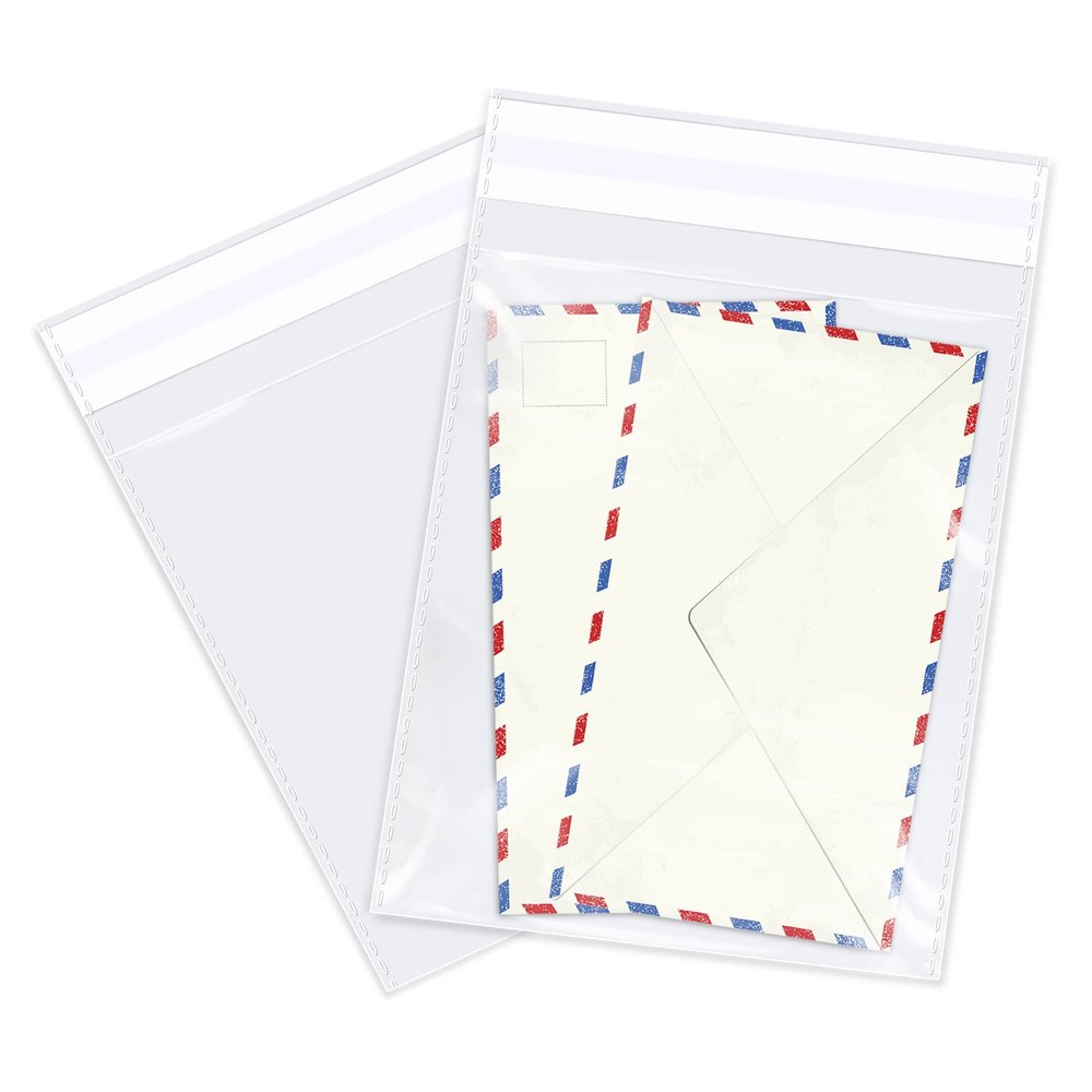WEPOLY - 8" x 10" (1000 Count) Clear Cellophane Bags - Self Sealing Cello Plastic Poly Bags- for Art Prints, Card, Envelopes