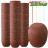 36 Pieces Coconut Cups with 36 Pieces Flower Straws Tropical Coconut Drink Cups Plastic Hawaii Party Cups with Straws for Hawaiian Luau Tiki and Beach Summer Theme Party Decoration for Kids and Adults view 1