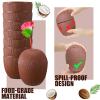 36 Pieces Coconut Cups with 36 Pieces Flower Straws Tropical Coconut Drink Cups Plastic Hawaii Party Cups with Straws for Hawaiian Luau Tiki and Beach Summer Theme Party Decoration for Kids and Adults view 3