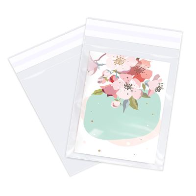 WEPOLY - 5" x 7" (100 Count) Clear Cellophane Bags - Self Sealing Cello Plastic Poly Bags- for A2 A4 A6 Cads & Envelopes, Bakey, Cookies, Candies