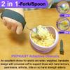 PKPKAUT 2 in 1 Frok/Spoon for Hand Tremors, Adaptive Handicap Spoon for Parkinsons Patients, Parkinson Curved Spoon for Shaking Hands, Liftware Angled Arthritis Spoon for Adults Disabled Elderly view 2