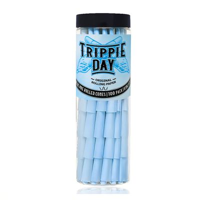 Trippie Day Blue King Size Pre rolled cones | 100 Pack | Vegan & Non GMO | No chemical colors used | Slow burning