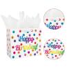 13" Large Happy Birthday Gift Bag with Card and Tissue Papers for Kids with Handles (Dots) view 3