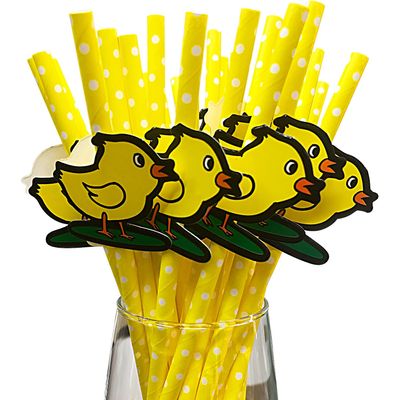 30 PCS Easter Decor Paper Straws for drinking Straw for Party Supplies,Easter,Juice,shakes,Smoothies,Cake pop sticks(Chick)