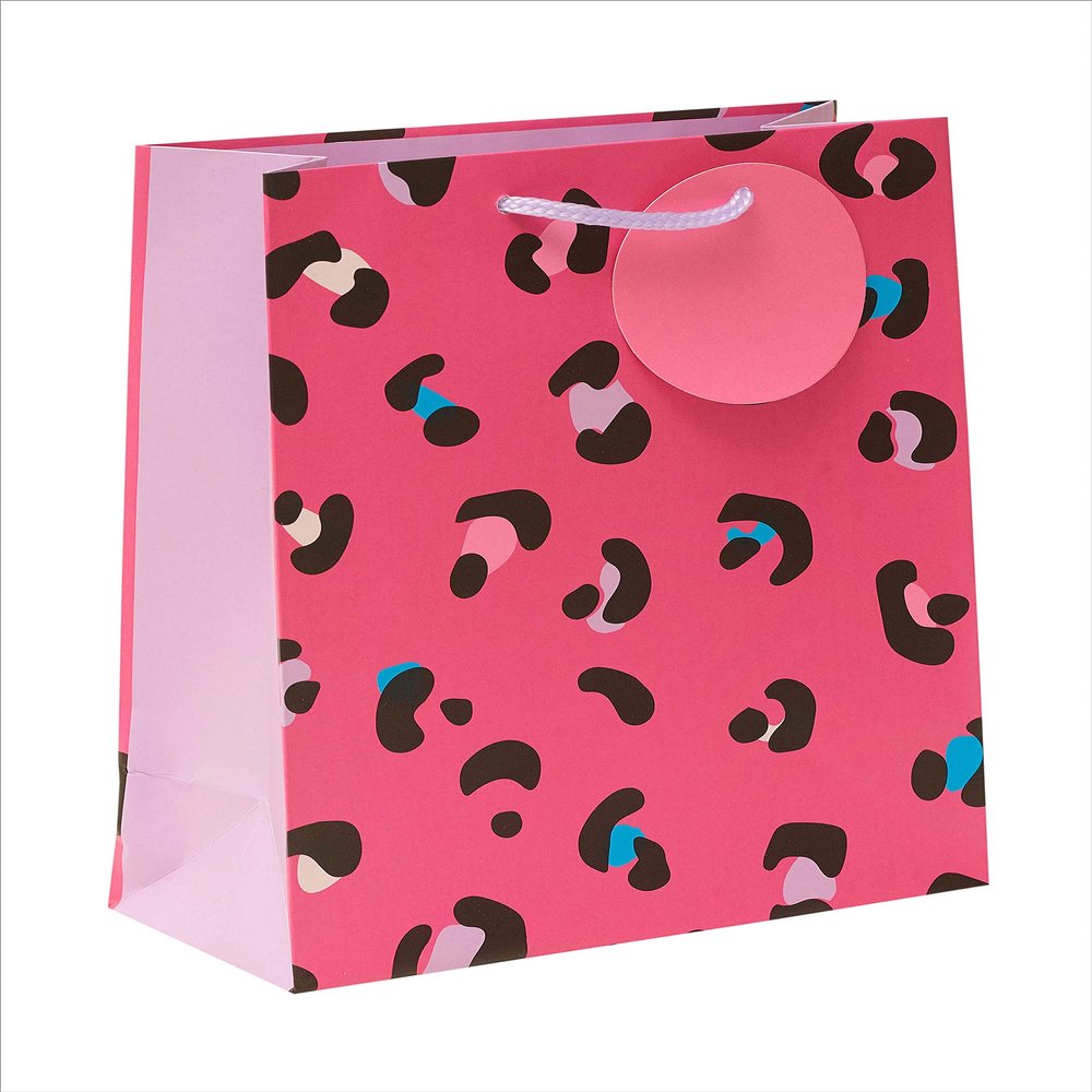 Funky Pink Leopard Themed Medium Gift Bag With Tag Gift Wrapping Essentials 689198