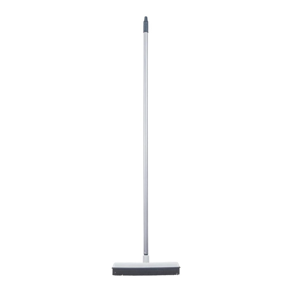 Rubber Bristle Broom for Hardwood Floors, Tiles, Carpets, Wood, and Vinyl Salon Broom, Rubber Squeegee Broom, Rug Broom, Rubber Rake for Human Hair, Pet Hair, Fur, Lint, Liquid, Grey, by Superio