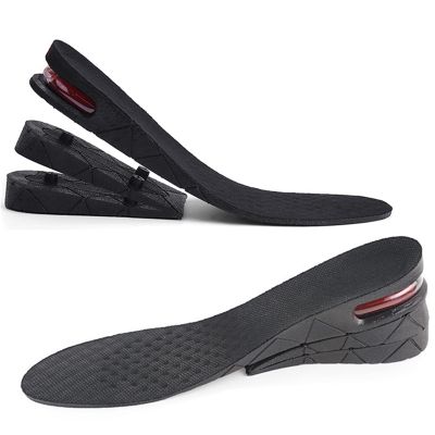Height Increase Insoles 3 Layers, 1.2 to 2.4 Inches, Universal Breathable Non-Slip Shoe Lift Inserts, Variable Height Increasing Heel Protector Pads with Air Cushion for Women and Men, 1 Pair. (Black)