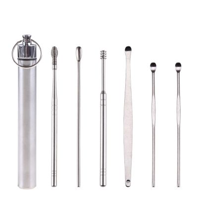 BYNNIX 6-in-1 Pocket Ear Spoons Cleaner Tool Spring Ear Wax Removal Kit Earwax Pick Earwax Pick Curette Spoon Ear Pick Cleaning