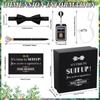 12 Pcs Ring Security Wedding Ring Bearer Gift Include Groomsmen Gift Boxes, Bow Tie, Badge, Sunglasses, Card, Earpiece Tube, Diamond Pen, Groomsmen Proposal Box for People Over 6+ view 2