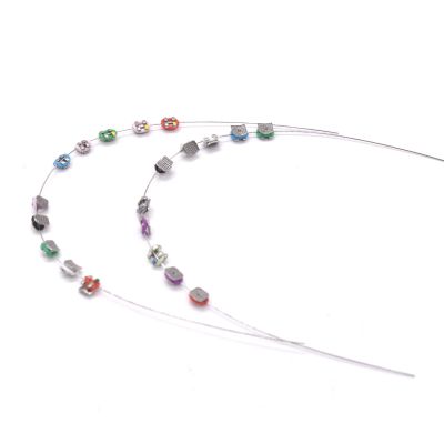 Angzhili 1 Pack Temporary Tooth Decoration with Metal Wires,Metal Bracket and Orthodontic Ligature Ties,Practice Props for Dental Students,Orthodontist Explain Props (Multi-colored)