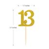 Donoter 50pcs 13th Cupcake Toppers Gold Glitter Number 13 Cake Picks for Birthday Anniversary Party Decoration view 2