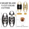 Demcigar V-Cut Cigar Cutter, Stainless Steel Sharp Blade Cigar Guillotine Scissors for Men(Gold) view 2