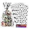 Coqofa 100 Pcs 6"X10" Dog Paw Bone Cellophane Treat Bags - Clear Candy Cookie Bags with Twist Ties for Pet Treat Party Favor - Black view 1