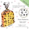 Coqofa 100 Pcs 6"X10" Dog Paw Bone Cellophane Treat Bags - Clear Candy Cookie Bags with Twist Ties for Pet Treat Party Favor - Black view 3