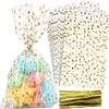 OQOFA 200 Pcs Star Printed 5"X7" Gift Wrap Cello Cellophane Clear Candy Cookie Treat Bags Plastic Poly Goodie Storage Bags with Twist Ties for Bakery, Birthday, Wedding, Party view 1