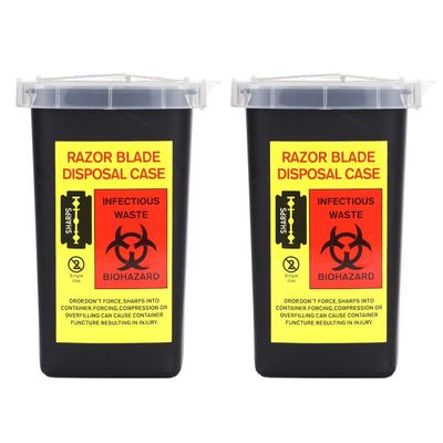 TorSor 2 Pack Sharps Container Blade Disposal Containers Tattoo Syringe Needle Trash Can Case Barber Razor Storage Dispenser Biohazard Infectious Waste Case for Home Professional Use (2PCS)