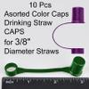 10pcs Mixed Color Caps Drinking Straw CAPS for 3/8" Diameter Straws - - straw cover - straw caps covers - Mixed color view 3