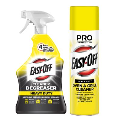 Easy-Off Heavy Duty Bundle - Destroys Baked on Food Grease - 32 Fl Oz Kitchen Degreaser and 1 Oven/Grill Cleaner 24 Fl Oz