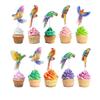 10 Pcs Ara Parrot Cupcake Toppers Tropical Jungle Bird Decorations for Birthday, Baby Shower, Hawaiian Luau, Fiesta Party Supplies view 2