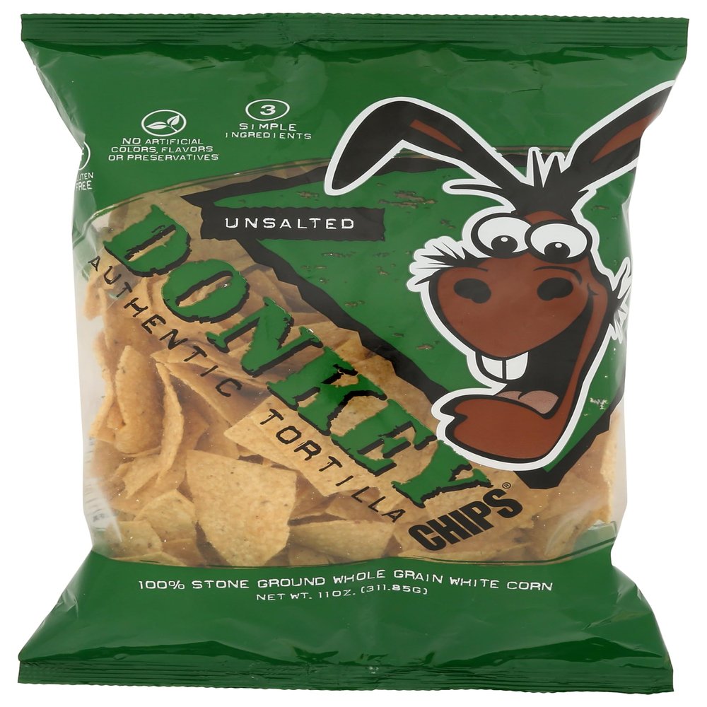 Donkey Chips Tortilla Unsalted 11 oz