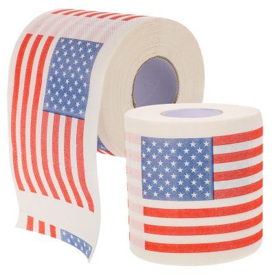 2 rolls Funny Novelty Supple Household Paper Napkin Day Tissue Party Themed Pattern Bathroom Napkins Flag for Toilet Independence Favors July Decorations Home Of with