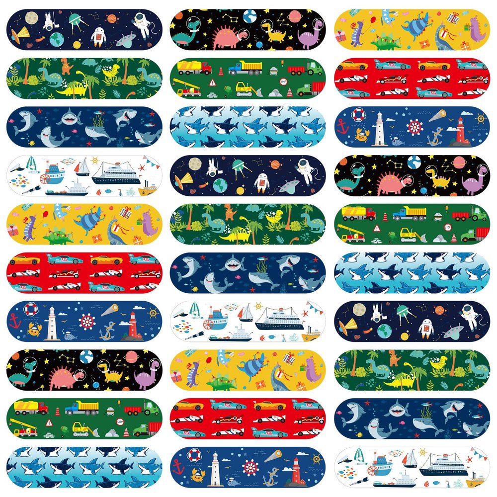 BBTO 300 Pcs 10 Styles Cartoon Bandages Adhesive Flexible Colorful Cute Bandages Waterproof Breathable Protect Scrapes and Cuts for Who Always Has a Boo-Boo(Stylish Style)