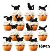 18pcs Black Silhouette Glitter Cat Dessert Cupcake Topper Cat Theme Decorations Baby Shower Boys Girls Happy Birthday Party Decor Supplies view 3