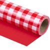 WRAPAHOLIC Reversible Wrapping Paper - Mini Roll - 17 Inch X 33 Feet - Red and White Plaid Design for Birthday, Holiday, Wedding, Baby Shower view 1