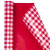 WRAPAHOLIC Reversible Wrapping Paper - Mini Roll - 17 Inch X 33 Feet - Red and White Plaid Design for Birthday, Holiday, Wedding, Baby Shower view 3