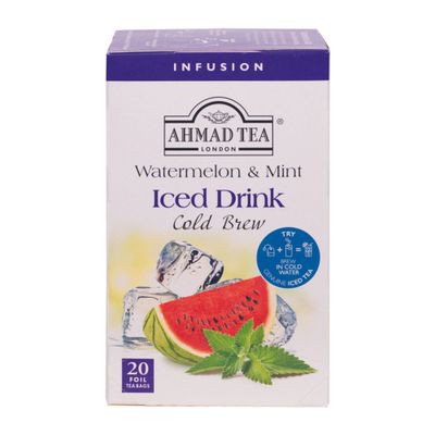 Ahmad Tea Herbal Tea, Cold Brew Watermelon & Mint Teabags, Iced Tea, 20 ct (Pack of 6) - Decaffeinated