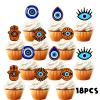 18pcs Glitter Dessert Cupcake Topper Cheer for Eye Theme Decor Supplies Boys Girls Men Women Happy Birthday Party Decoration view 3