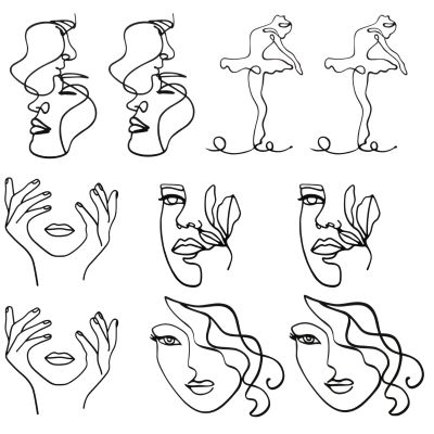 10 Pcs Art Lady Cake Topper, 3D Artistic Girl Minimalist Lines Cake Topper, Acrylic Cakes Decoration