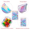Funnyleaf 100 PCS Holographic Resealable Mylar Holographic Bags Food Storage Smell Proof Bags with Front Window Packaging Pouch for Cookies Sample Jewelry Snack, 5.51x7.88 Inch view 2