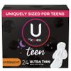 U by Kotex Sanitary Pads, Ultra Thin, Overnight, 48 Count Pack of 2 | Teen | With Wings | Unscented view 2