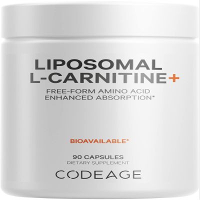Codeage Liposomal L-Carnitine+ Supplement - 500 mg L-Carnitine L-Tartrate per Serving - Free-Form Amino Acid - Carnitine - Liposomal Delivery - Vegan, Non-GMO, Gluten-Free - 90 Capsules