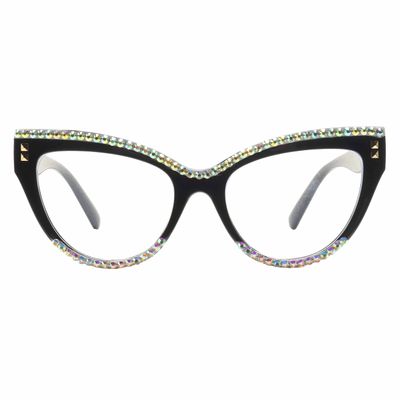 willochra sexy Reading Glasses for Women Blue Light Blocking Cat eye Computer Rhinestone Fashion Reader Eyeglasses (black, 3.75, multiplier_x)